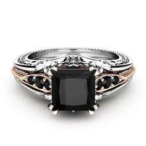 Fashion Women's  925 silver Ring Black